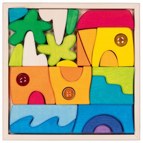 Goki Landscape Puzzle Honolulu With 3 Glass Stones, 23 X 23 X 3