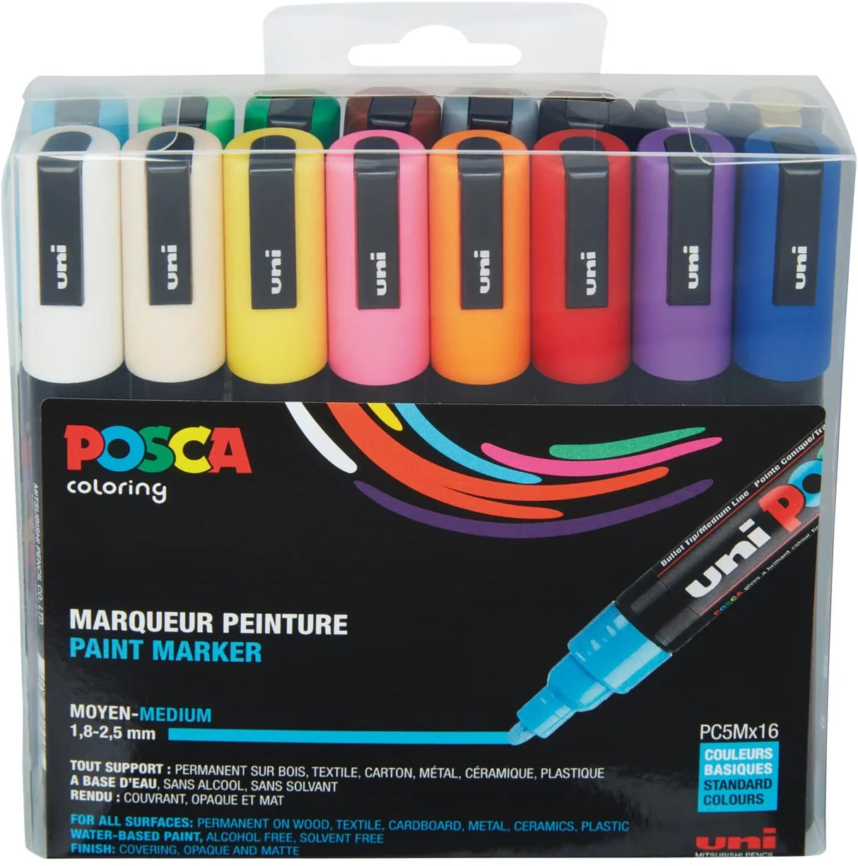 Posca Pc-5M Set 16 Colours Medium Bullet Tip