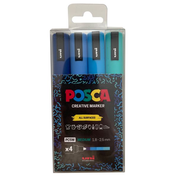 Posca Pc-5M Medium Bullet Tip Wlt 4 Blues