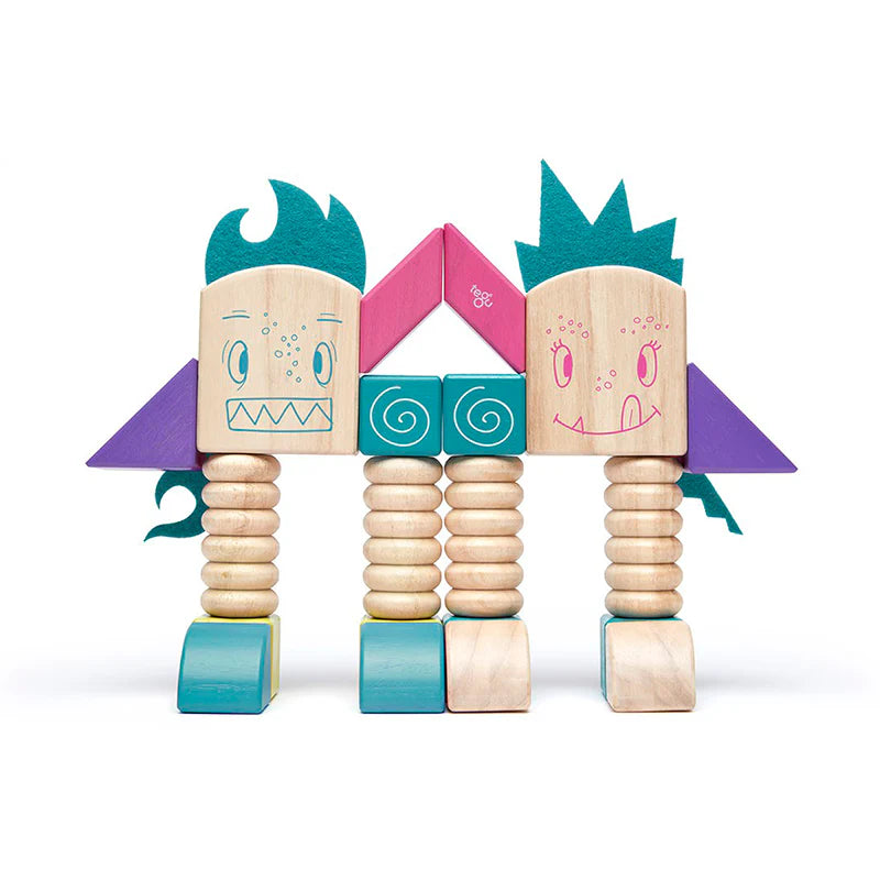 Tegu Beans & Tumtum Magnetic Wooden Blocks Sticky Monsters