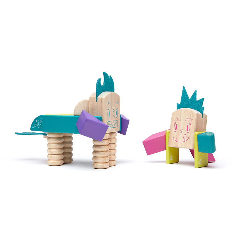 Tegu Beans & Tumtum Magnetic Wooden Blocks Sticky Monsters