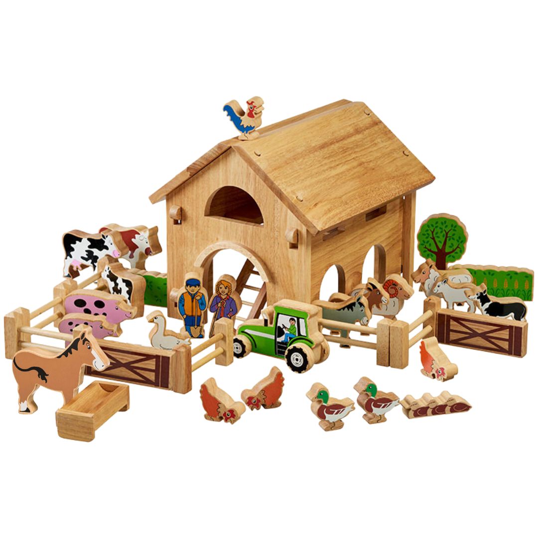 Lanka Kade Deluxe Natural Farm With Barn, Tractor & 34 Colourful Pieces