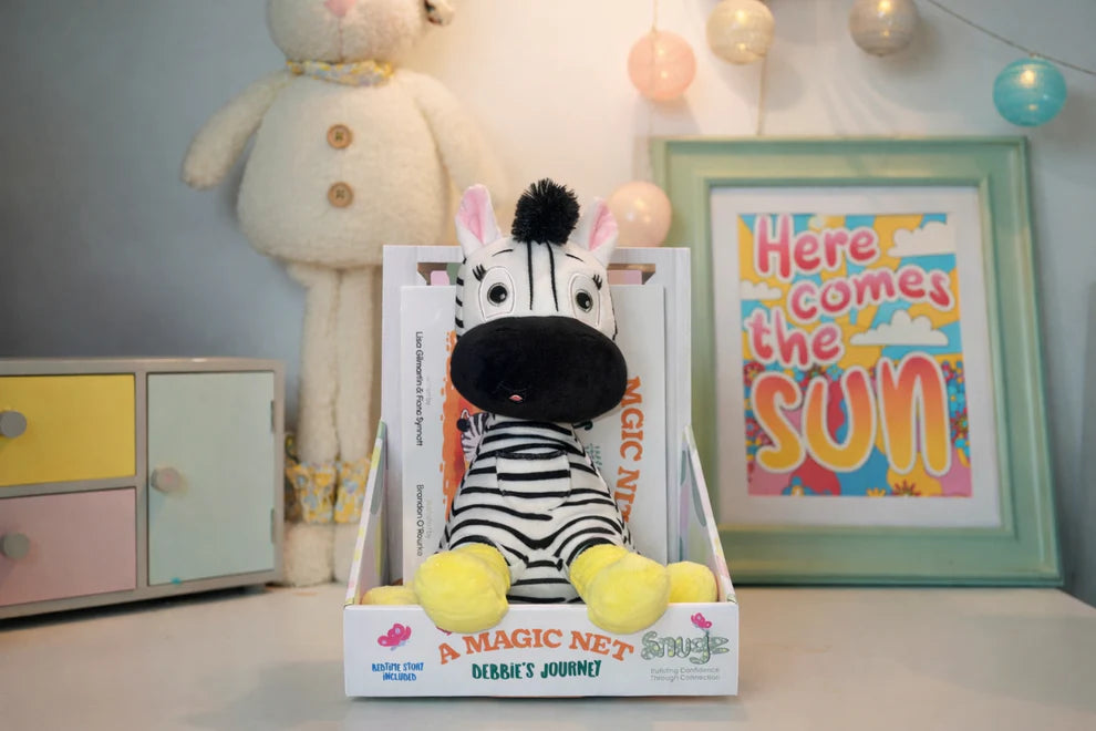 Snugz 25cm Plush Zebra & Story book -A Magic Net