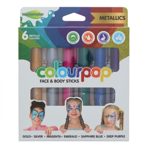 World of Colour Pkt6 Colourpop Face And Body Sticks Metallics