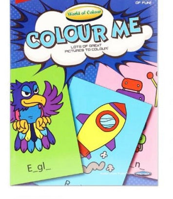 World of Colour A4 96Pg Perforated Colouring Book Alphabet Fun