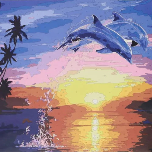Icon 300x300mm Paint By Numbers Canvas Dolphin