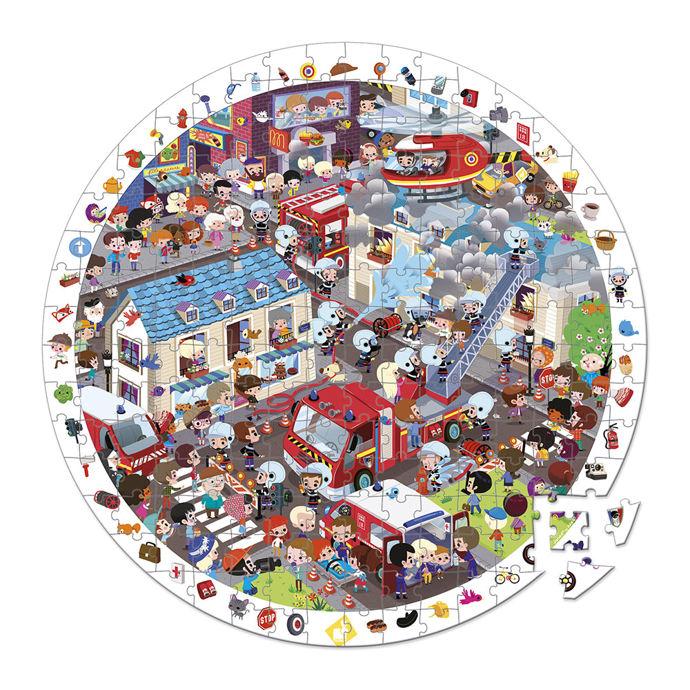 Janod Round Observation Puzz Firemen - 208 Pcs