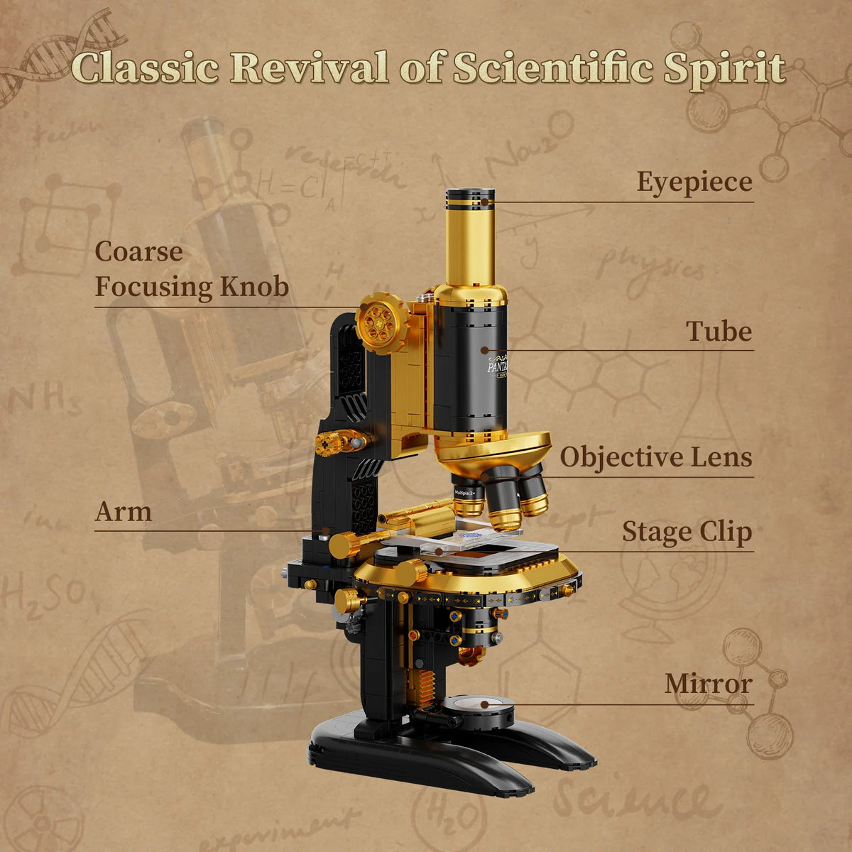 Pantasy Retro Microscope with Accessories Set - 1107 pcs