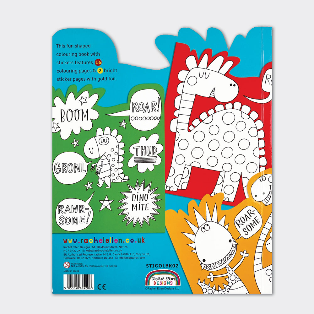 Rachel Ellen Dinosaur Die-Cut Colouring Book With Stickers