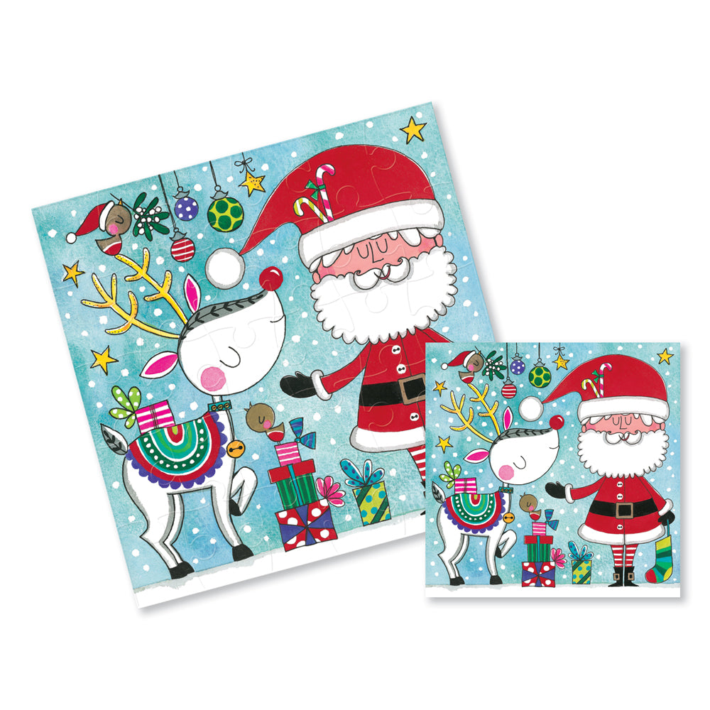 Rachel Ellen Xmas Jigsaw Cards - Santa & Reindeer
