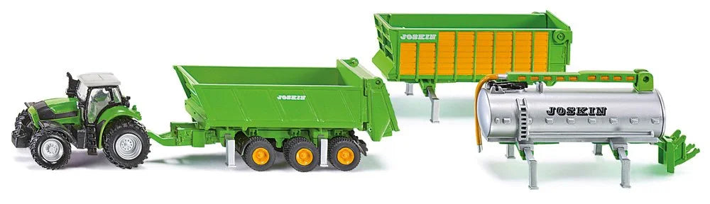 Siku 1:87 Deutz-Fahr W/3 Pce Joskin Trailer Set