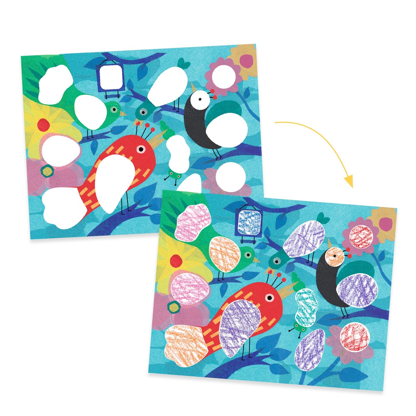 Djeco Fabulous Stencils Birdie & Co Colouring