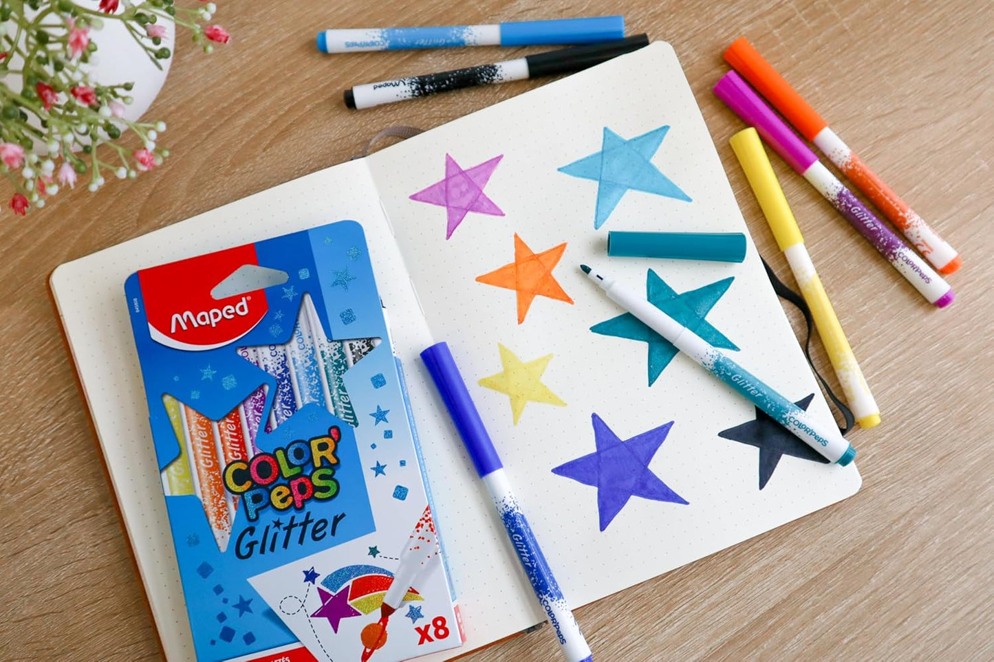 Maped Color'peps Box 8 Glittered Felt Tip Pens