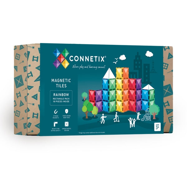 Connetix Tiles Rainbow 18 Piece Rectangle Pack