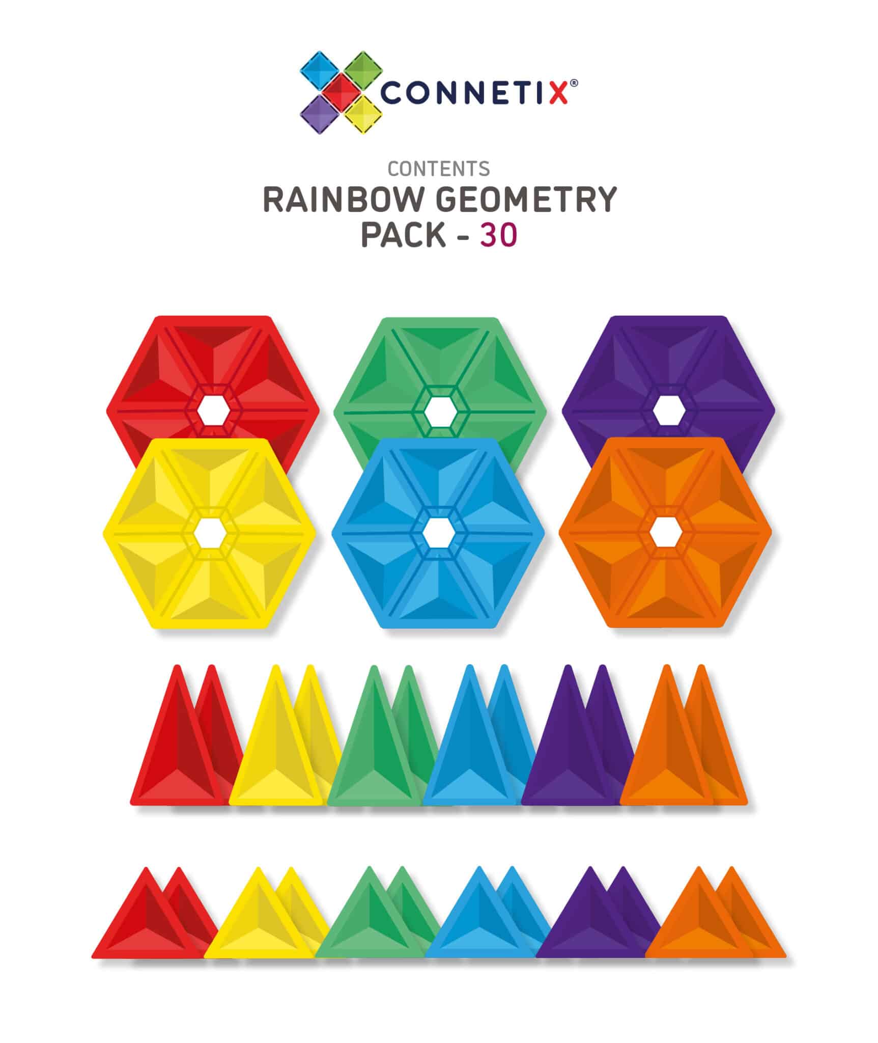 Connetix Tiles Rainbow 30 Pc Geometry