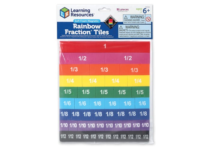 Learning Resources Rainbow Fraction® Soft Foam Magnetic Tiles