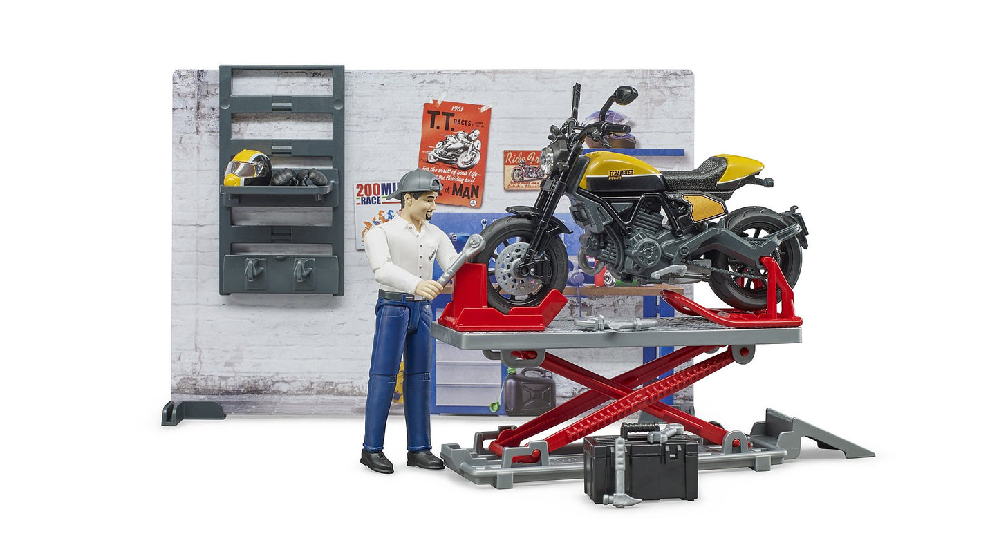 Bruder Bworld Motorcycle Service W/Scrambler