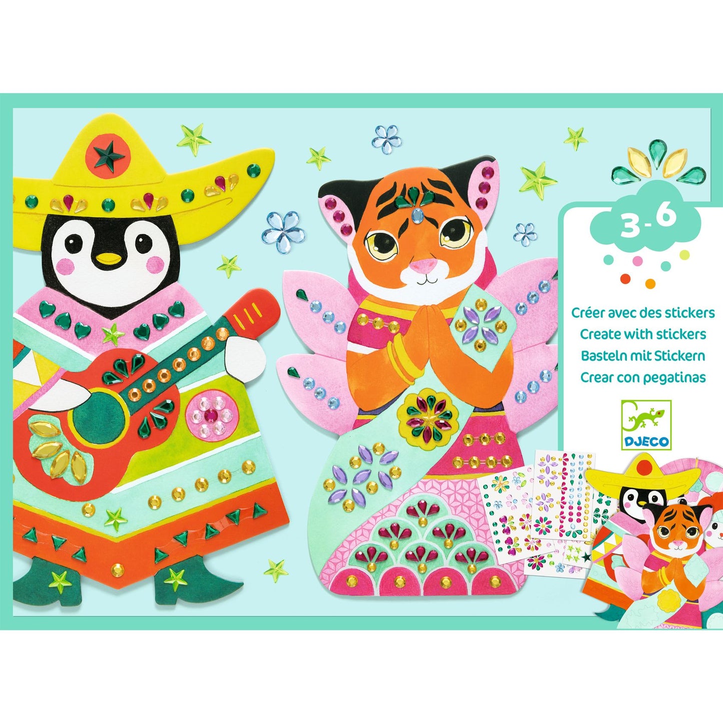 Djeco Collage Create With Stickers Rhinestones