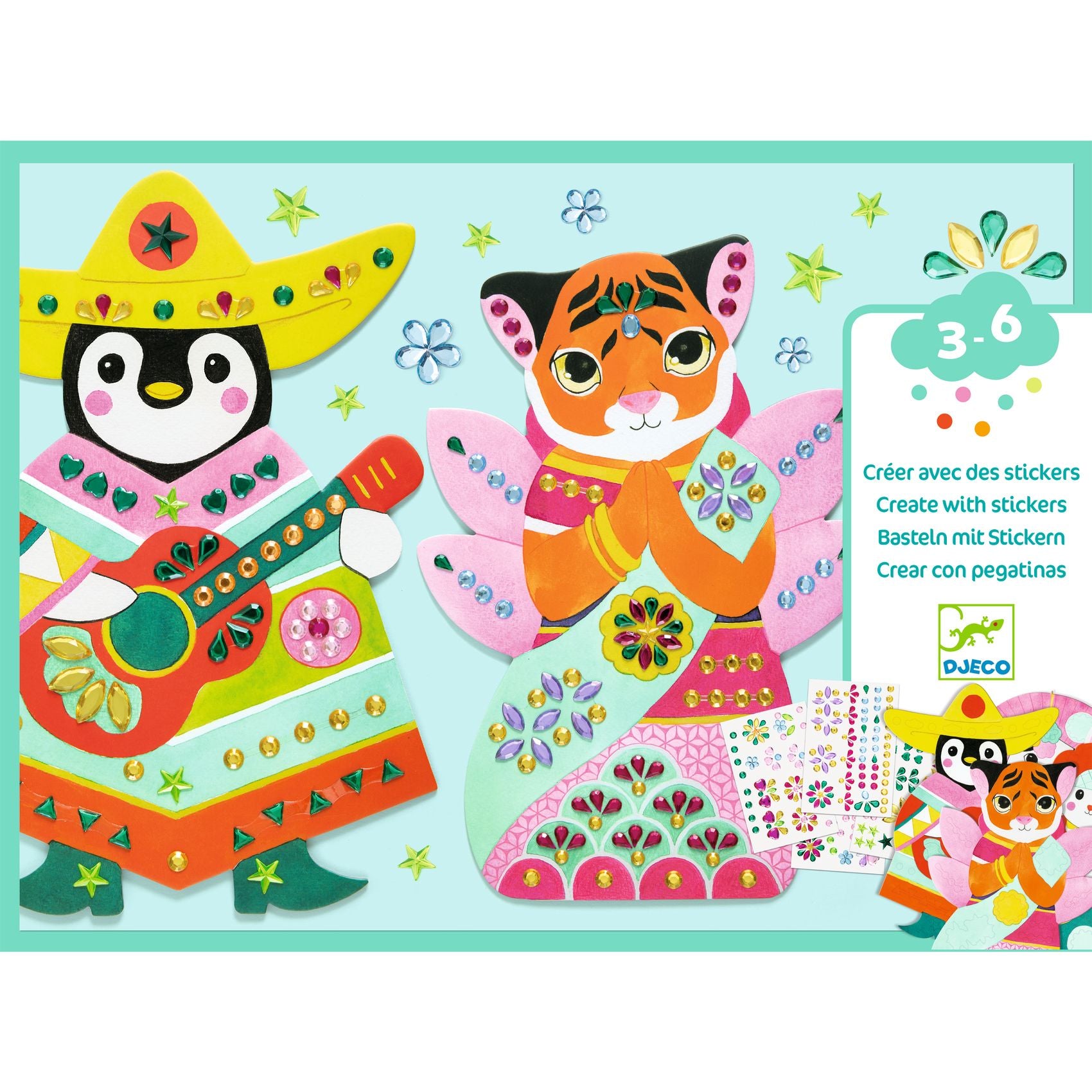 Djeco Collage Create With Stickers Rhinestones