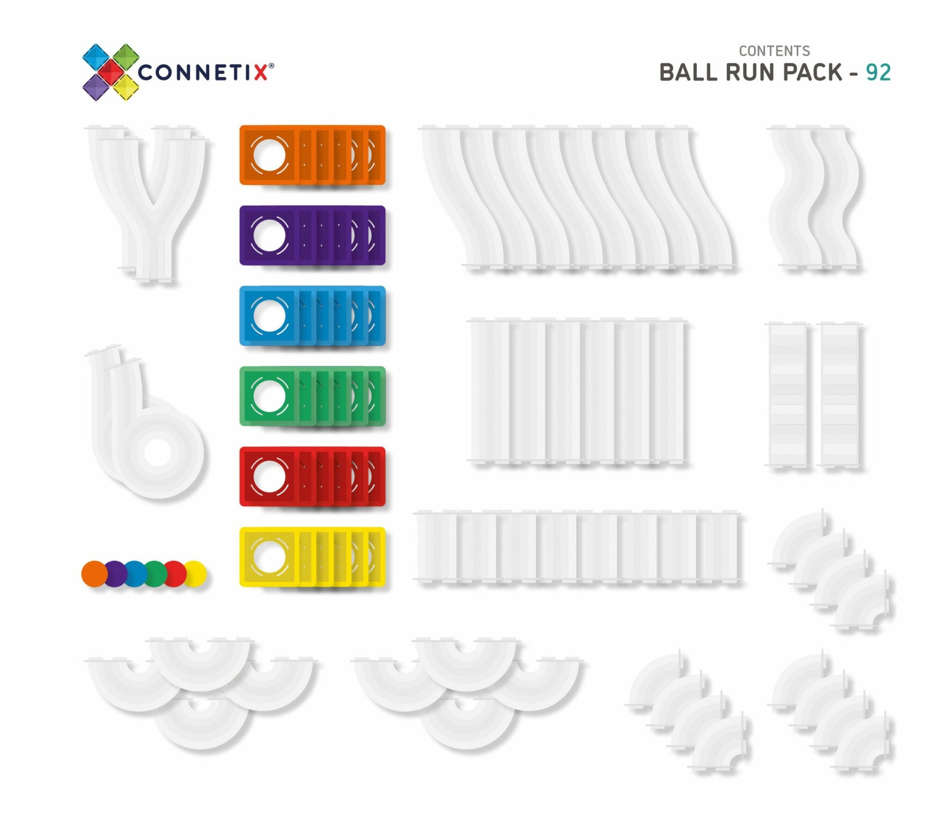 Connetix Tiles Rainbow 92 Pc Ball Run Pack