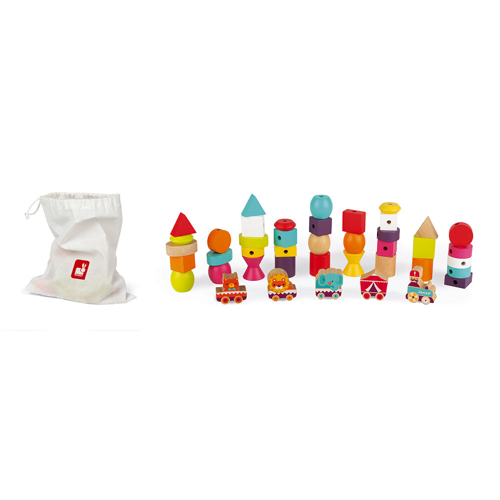 Janod Stringable Circus-Themed Beads