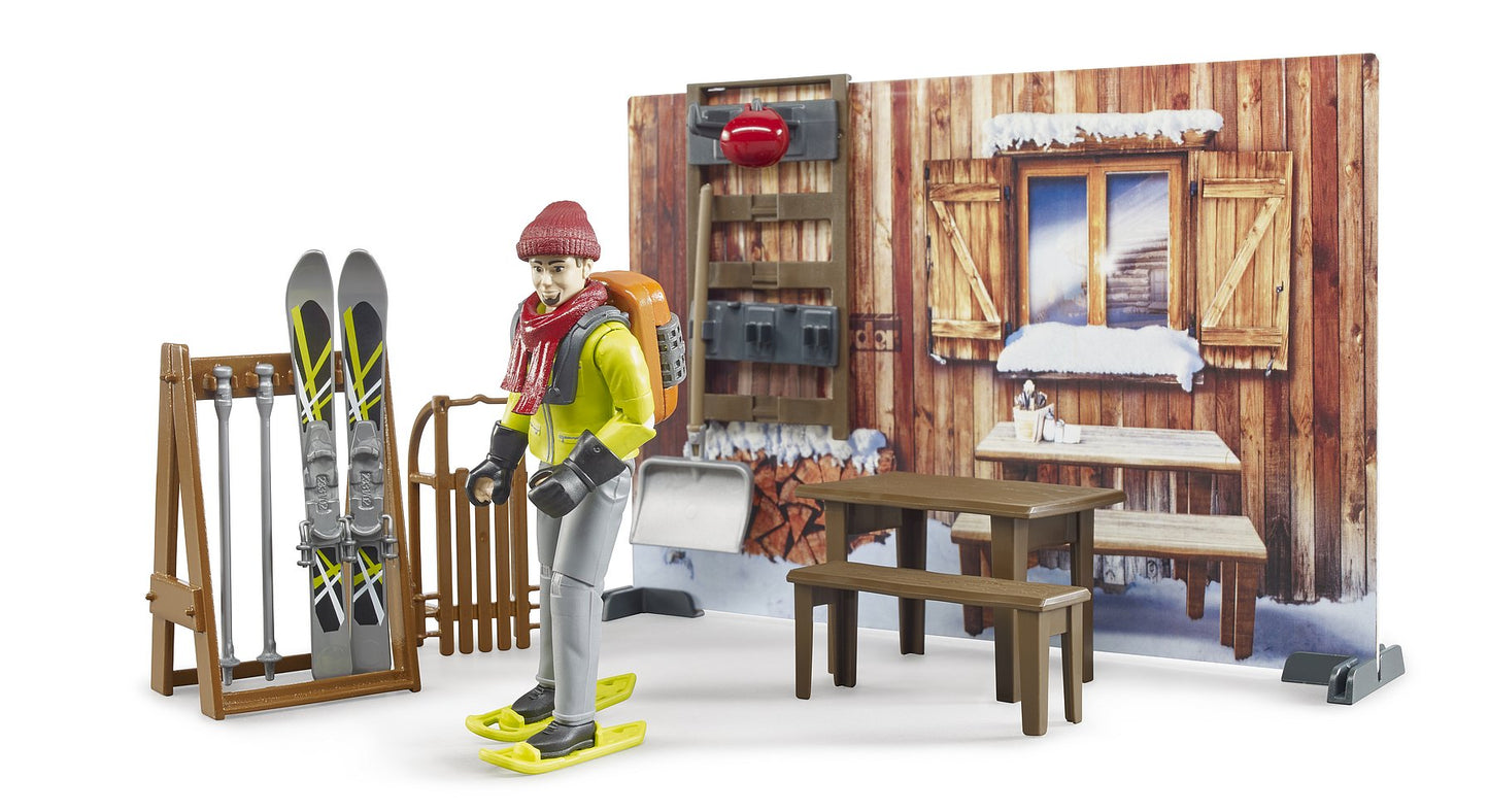 Bruder Bworld Mountain Hut With Snowmobil
