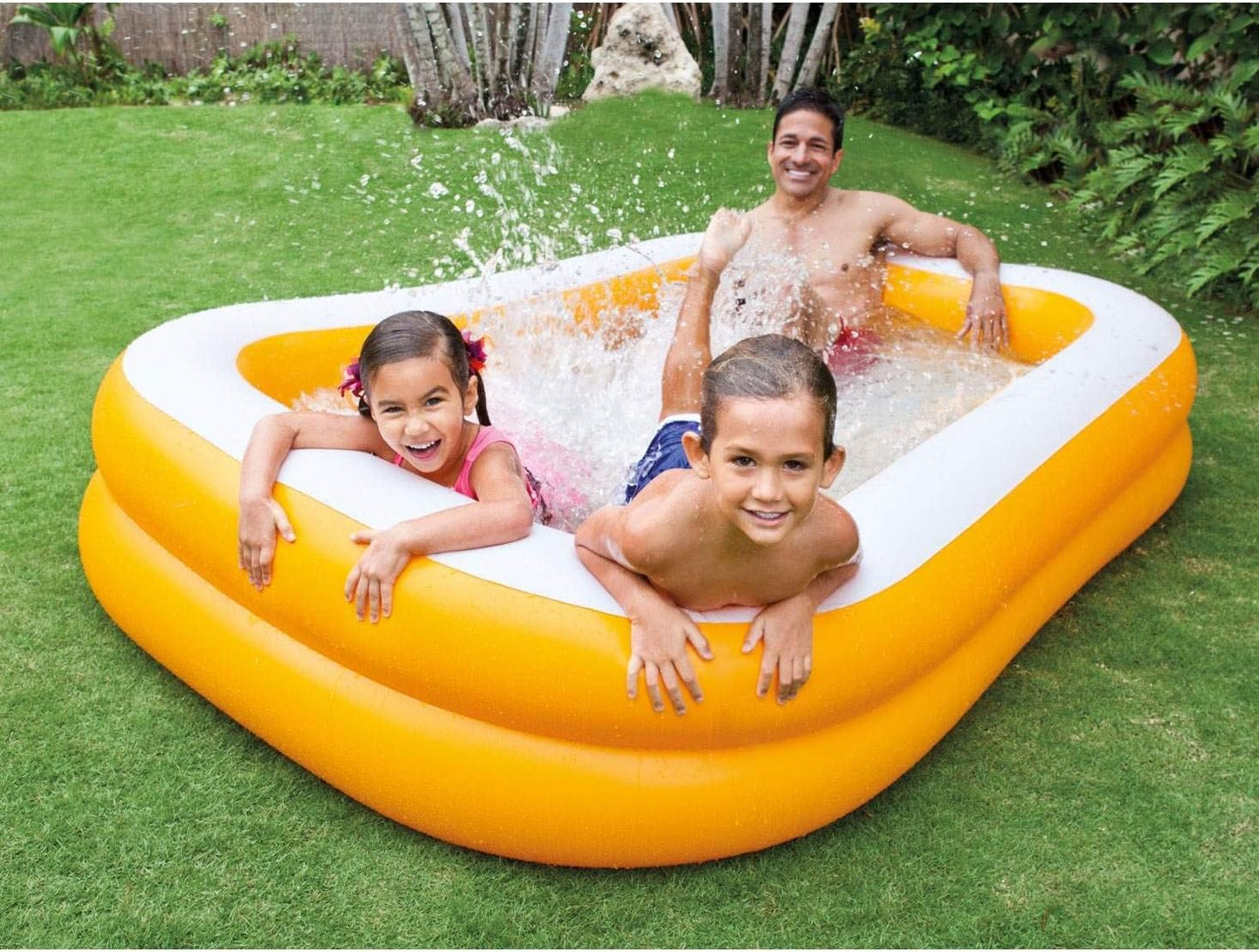 Intex 90" X 58" X 18" Orange Inflatable 2 Ring Family Pool