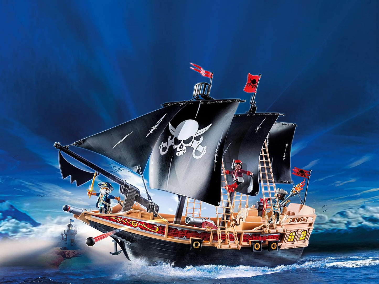 Playmobil 6678 Floating Pirate Raiders Ship with 3 Pirates