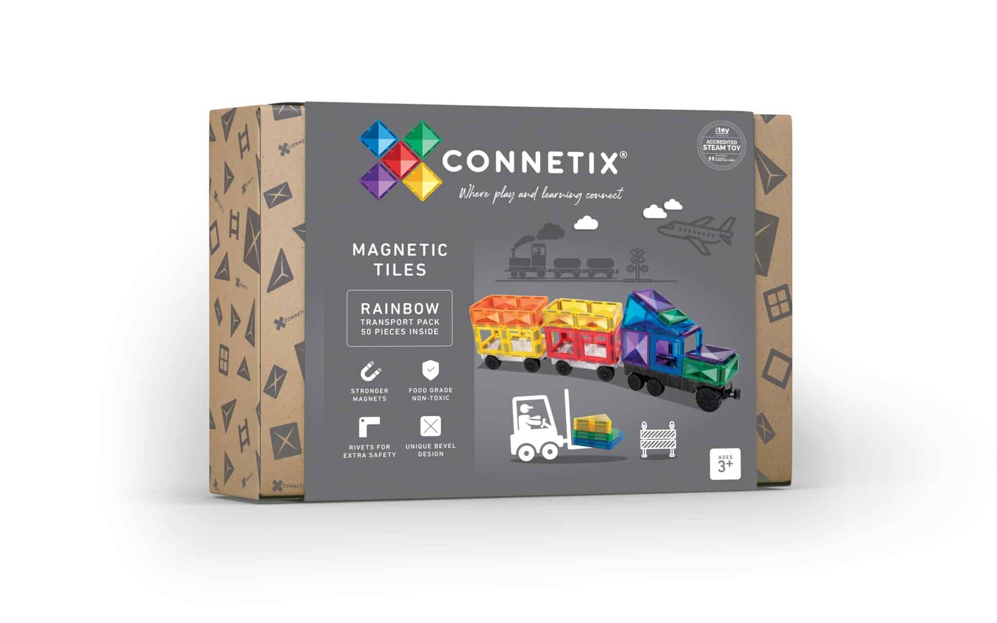 Connetix Tiles Rainbow 50 Pc Transport Pack