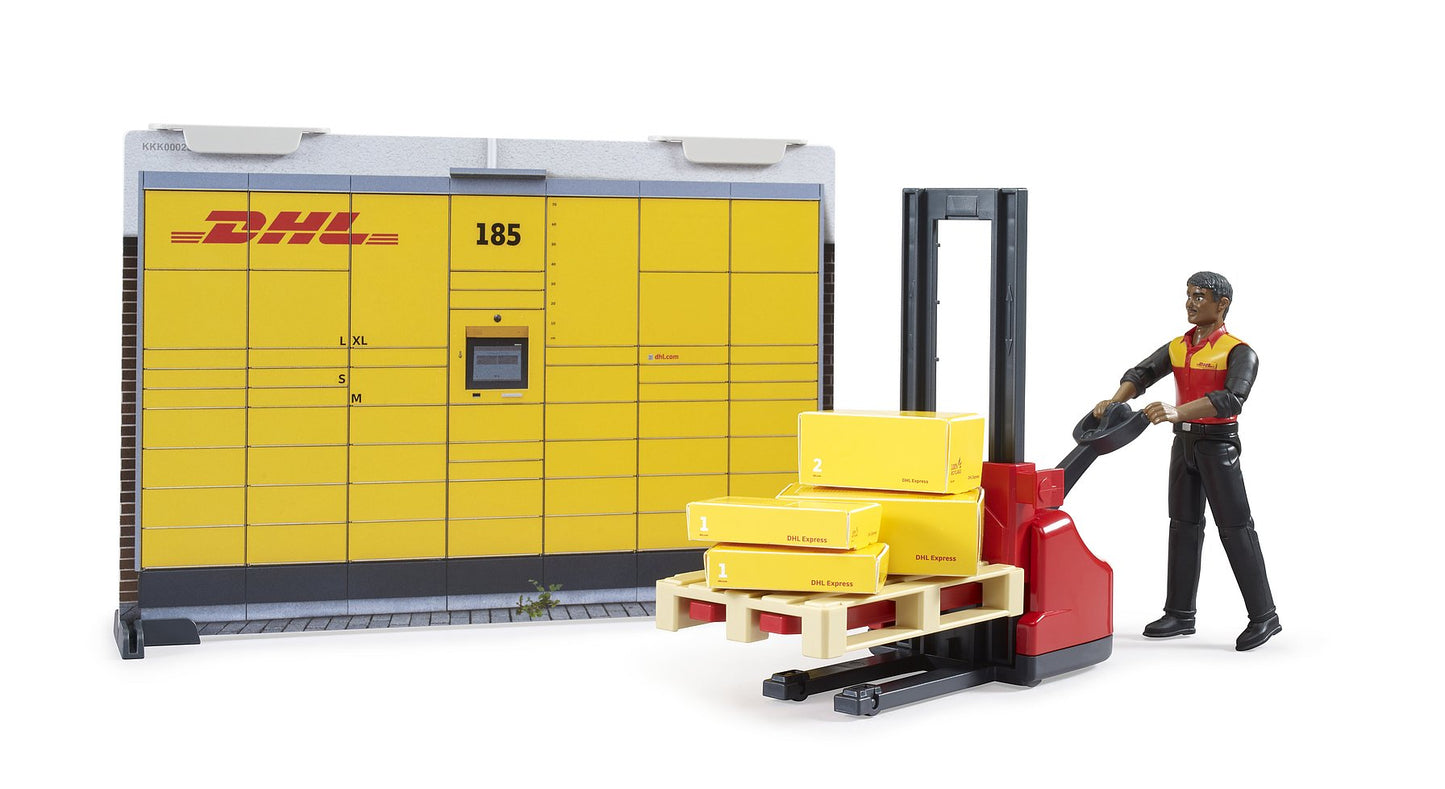 Bruder Bworld Dhl Shop W/Hand Pallet Truck