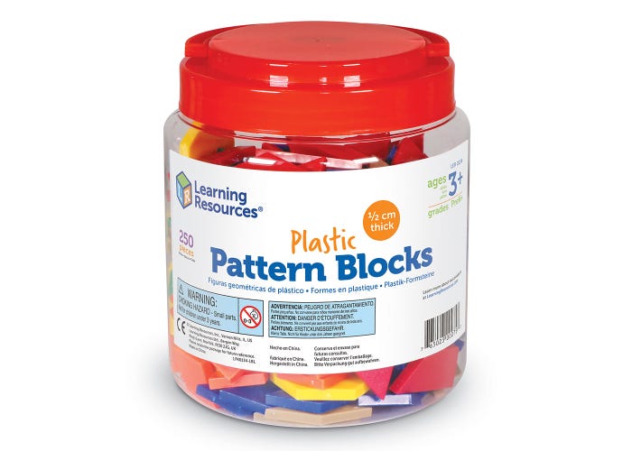 Learning Resources Plastic Pattern Blocks, 0.5 cm (Set of 250)