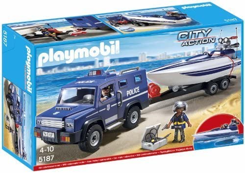 Playmobil 5187 City Action Police Truck with Speedboat