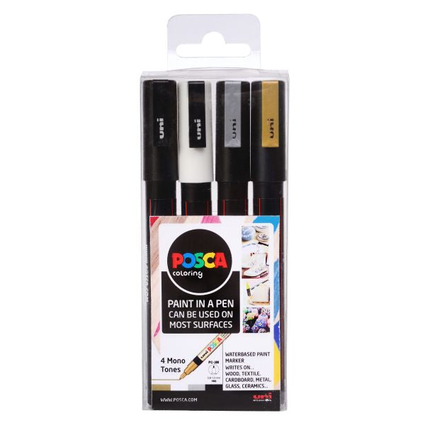 Posca Pc-3M Wlt 4 Mono Tone Colours Fine Bullet Tip