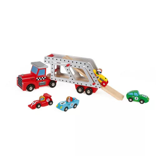 Janod Story 4 Cars Transporter Lorry