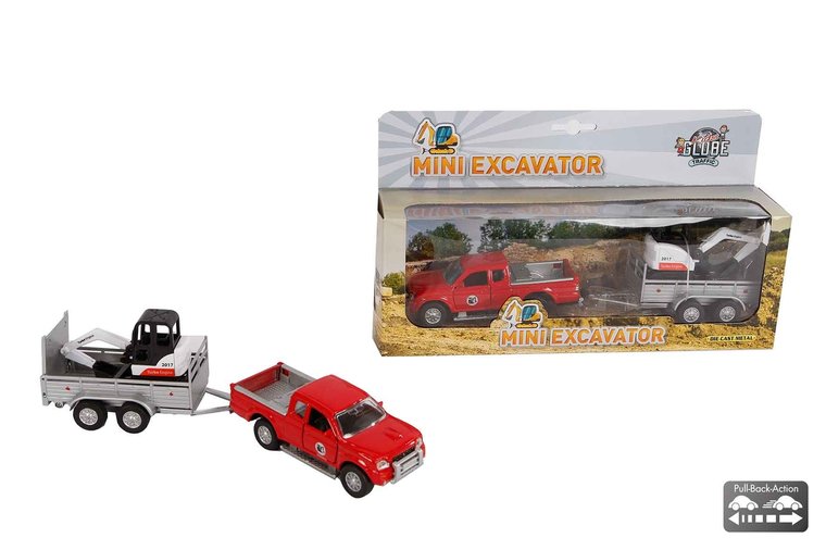 Kids Globe Die Cast Pajero With Mini Excavator