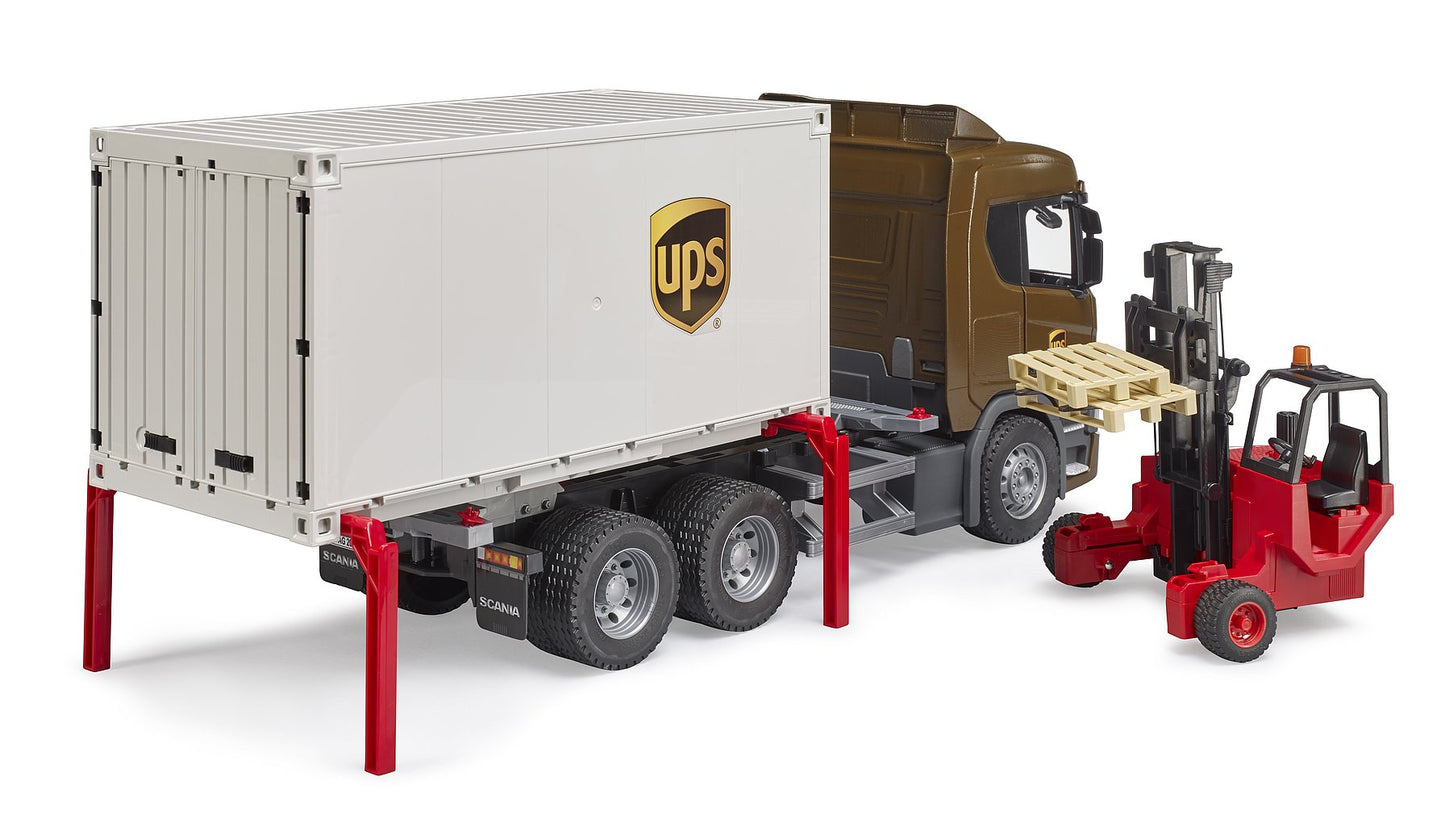 Bruder Scania Super 560R Ups Logistics Truck W/Forklift (3581)