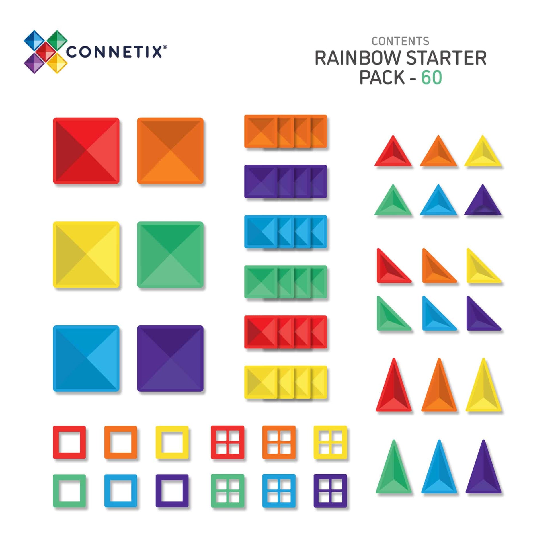 Connetix Tiles Rainbow 60 Pc Starter Pack