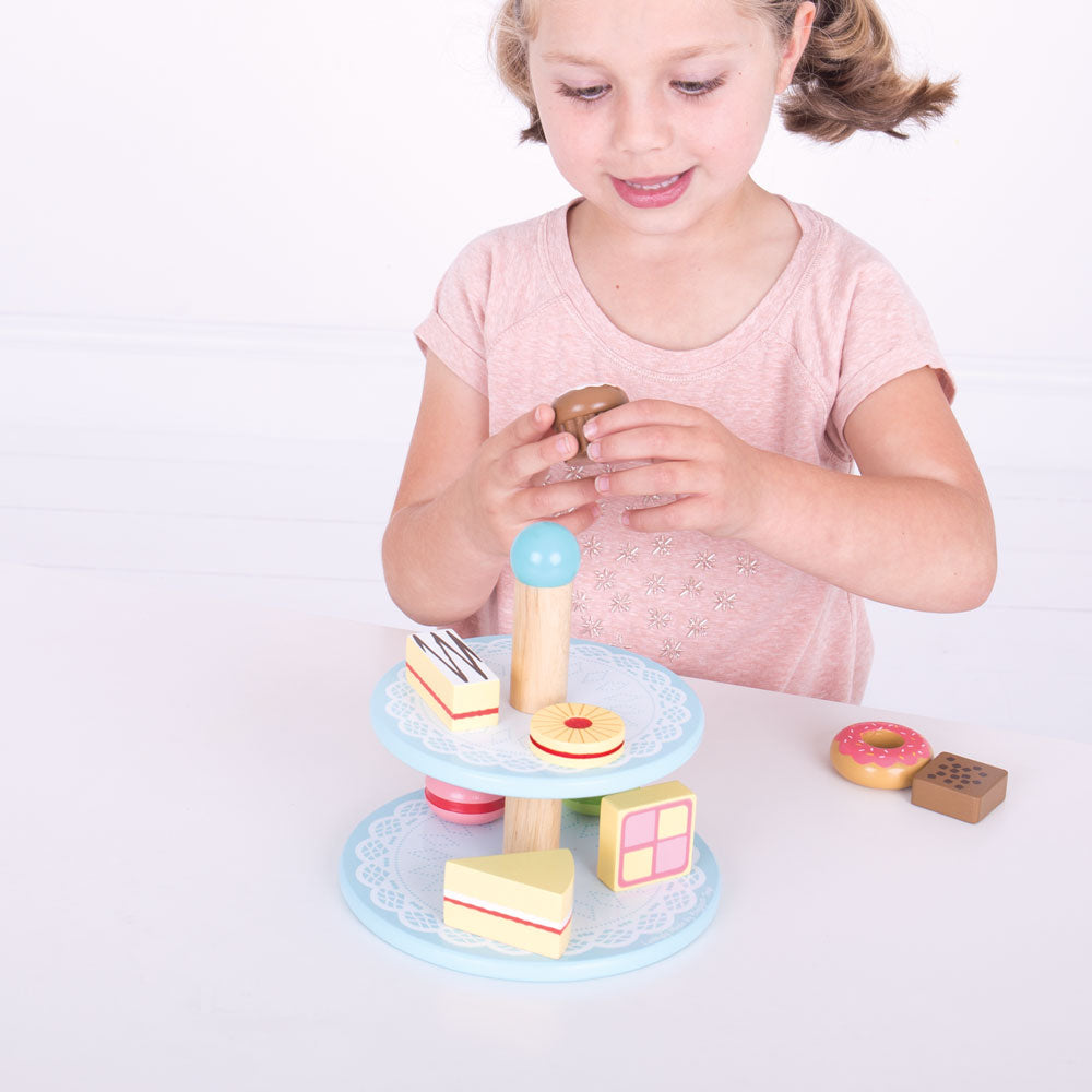BigJigs Cake stand with 9 cakes