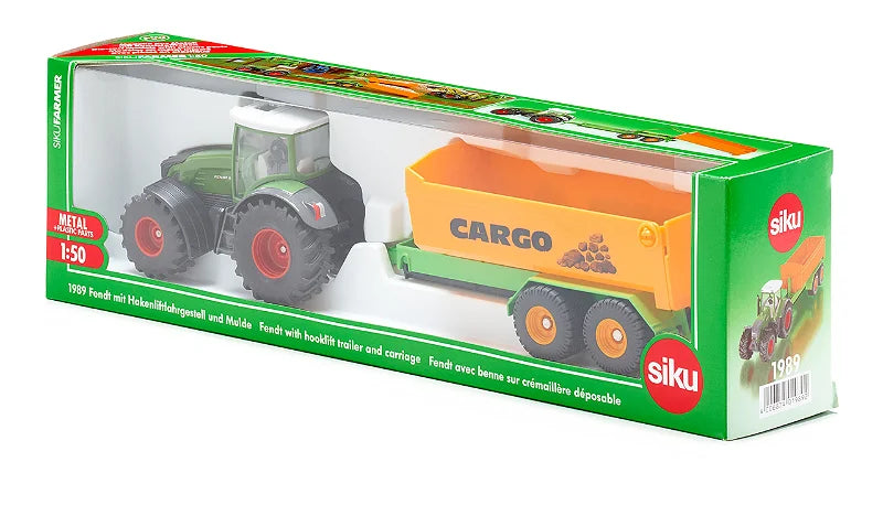 Siku 1:50 Fendt Tractor With Hooklift Trailer & Carriage