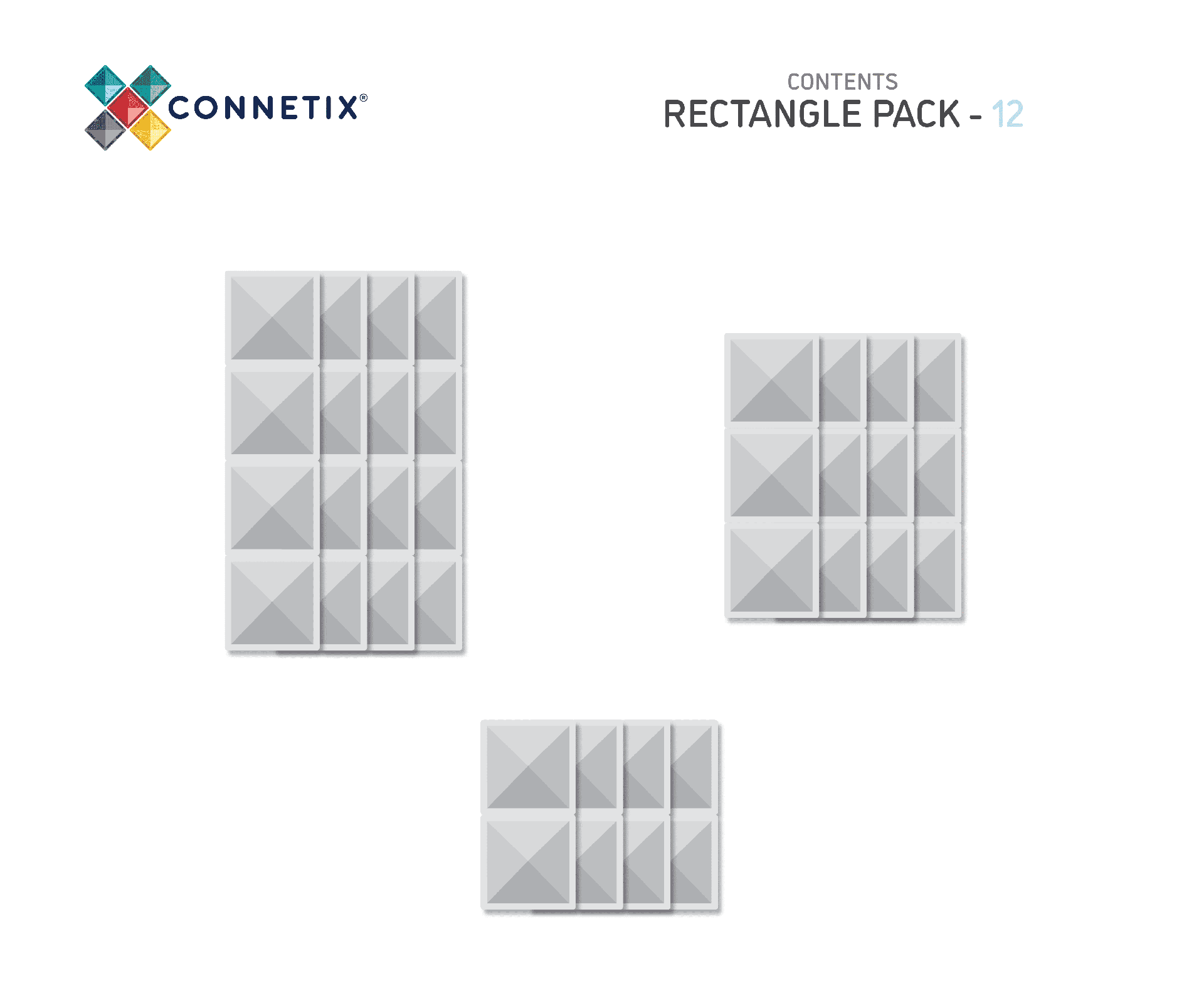 Connetix Tiles Clear Rectangle Pack 12 pc