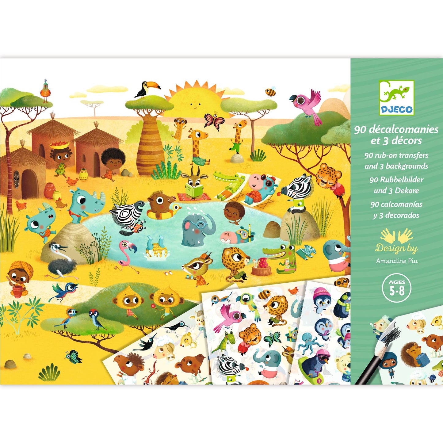 Djeco Rub On Transfers Savannah, Desert, And North Pole