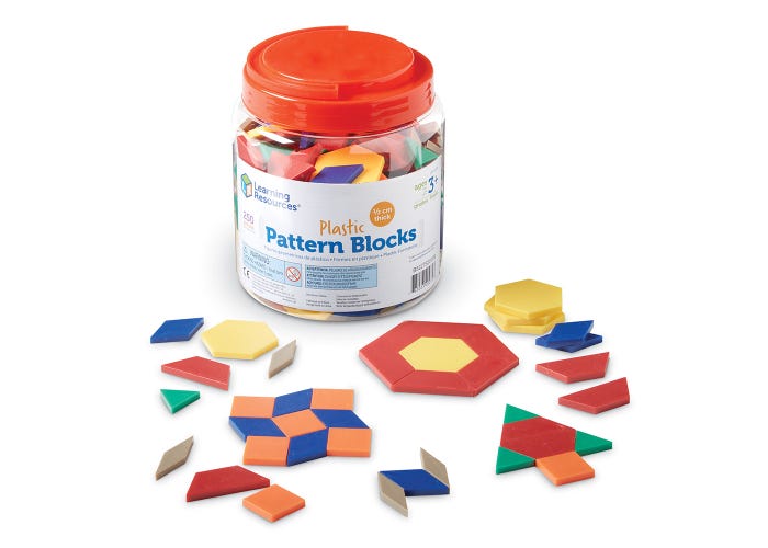 Learning Resources Plastic Pattern Blocks, 0.5 cm (Set of 250)
