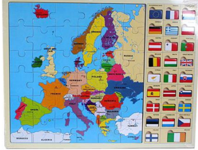Europe Map & Flags Puzzle