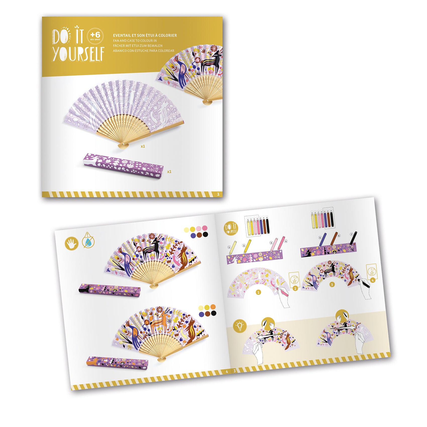 Djeco DIY Fan and Case Woodland Beauty Color-In