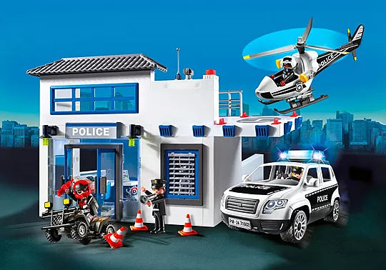 Playmobil 71602 Action Heroes: Police Station with Helicopter Pad