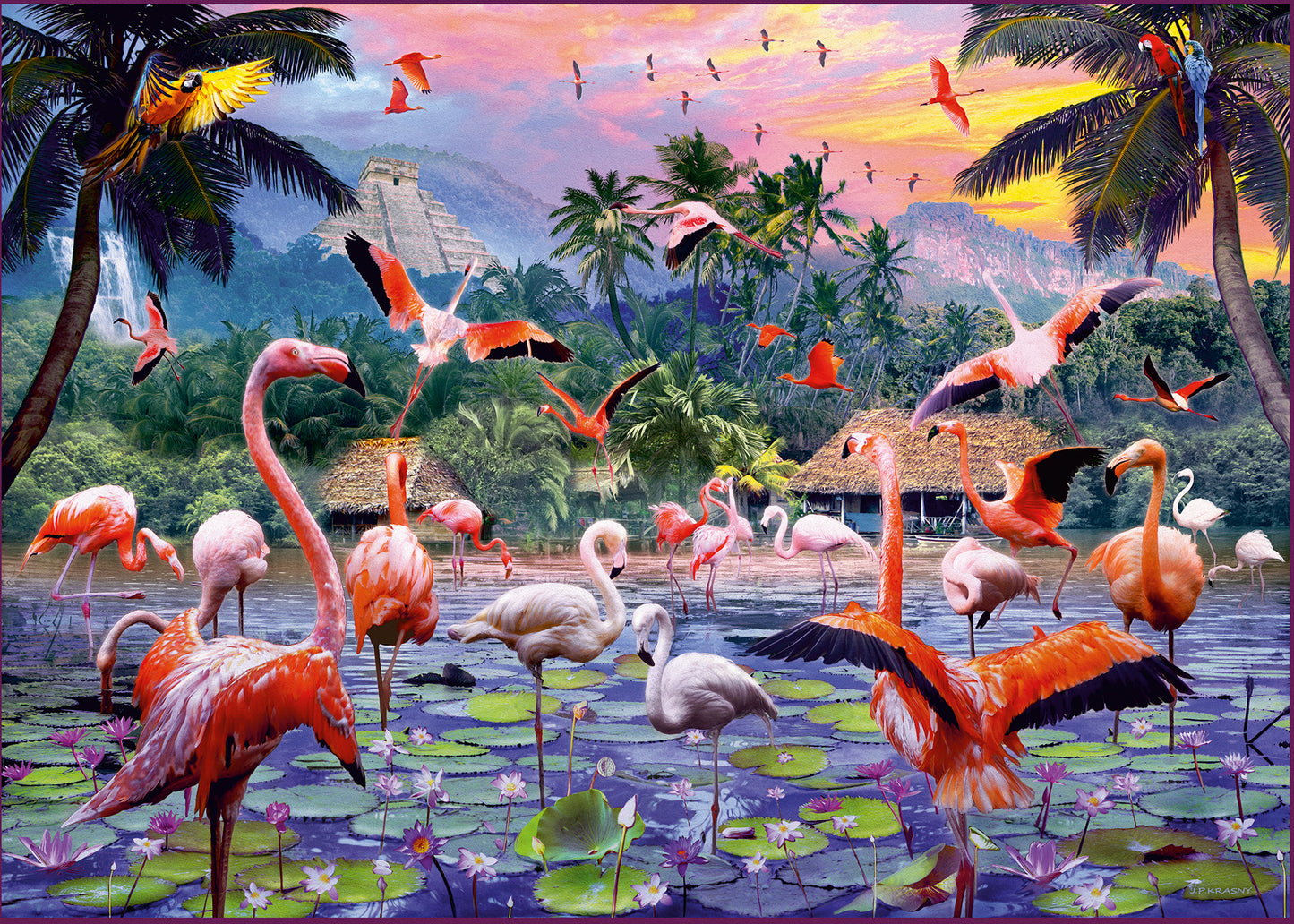 Ravensburger Pink Flamingoes, 1000pc