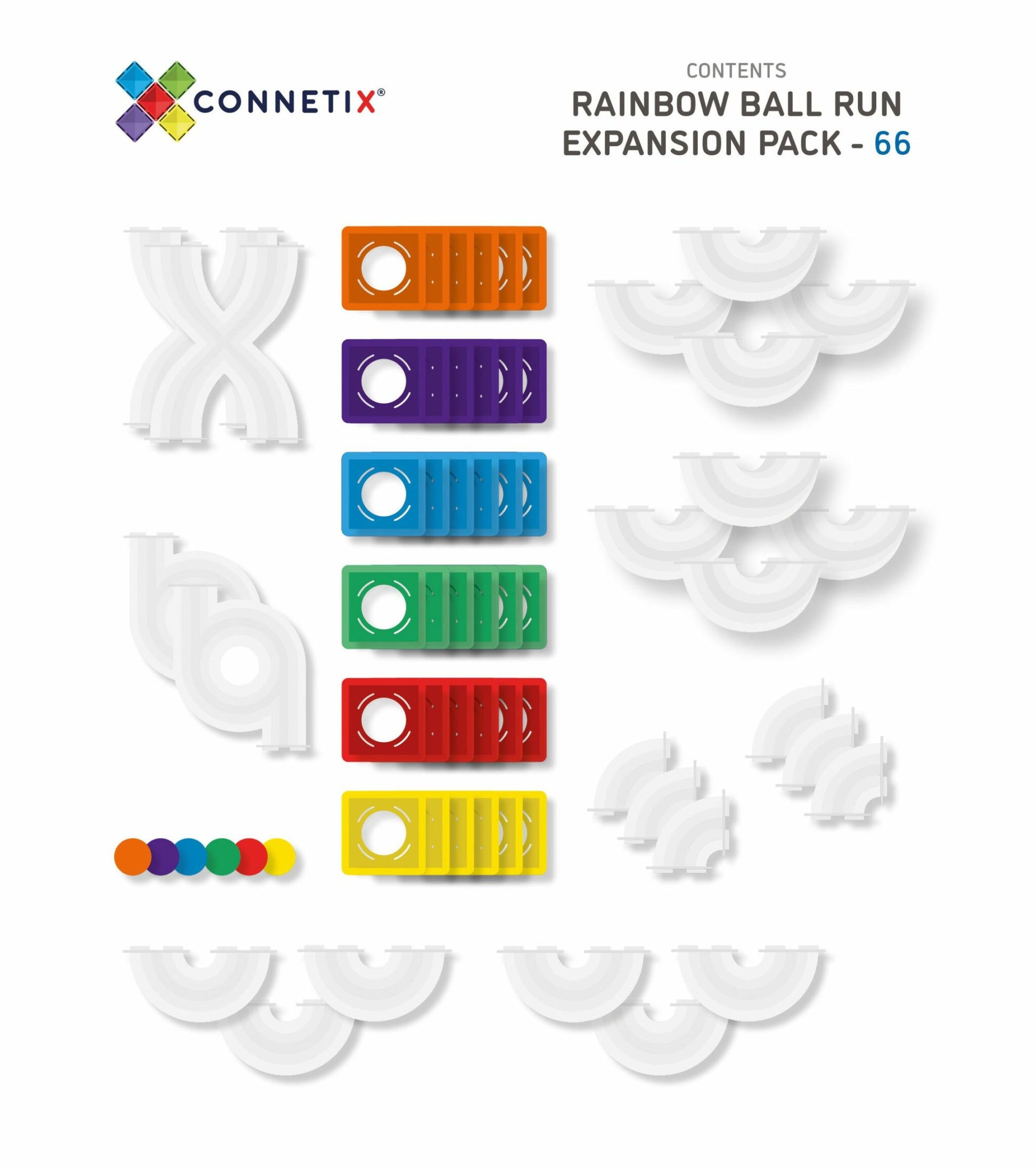Connetix Tiles Rainbow 66 Pc Ball Run Expansion Pack