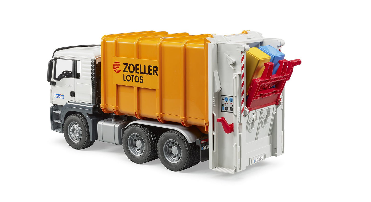 Bruder Man Tgs Rear Loading Garbage Truck (Orange)