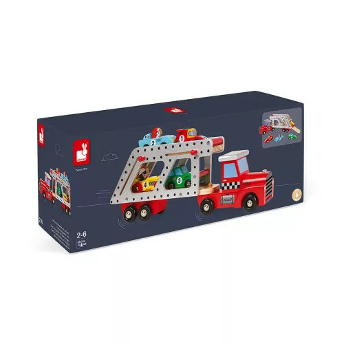 Janod Story 4 Cars Transporter Lorry