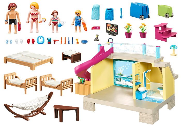 Playmobil 70435 Family Fun Beach Hotel Bungalow with Pool